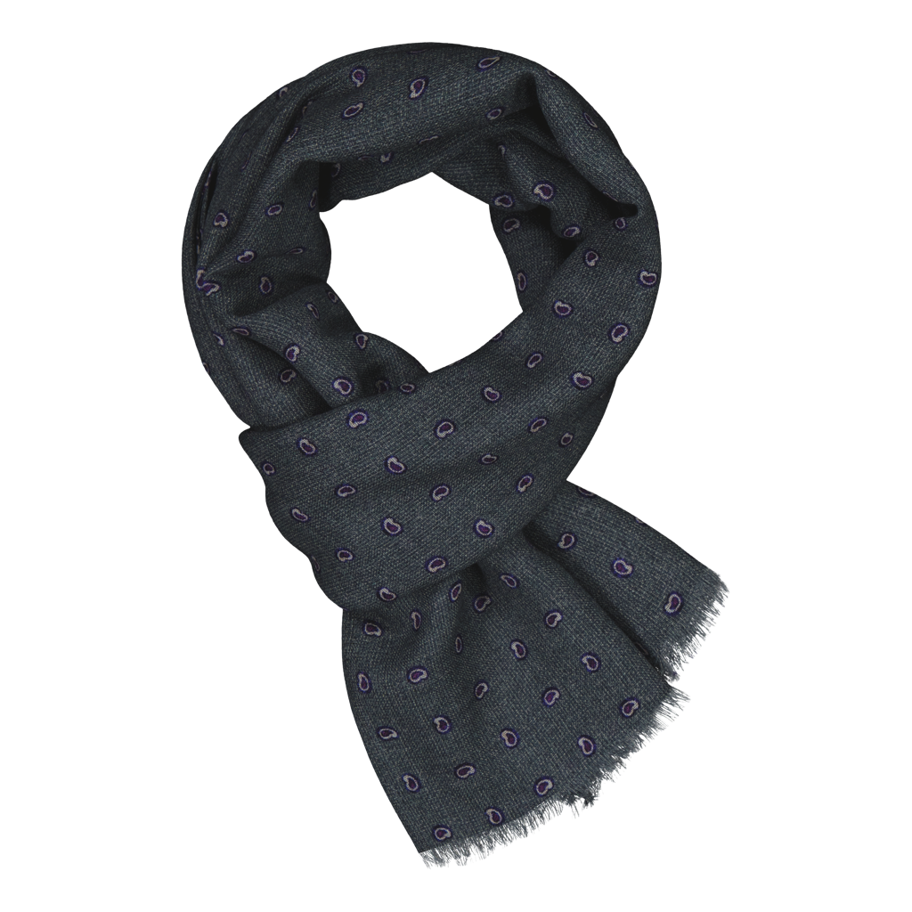 Casello Sage Paisley Fine Wool Scarf