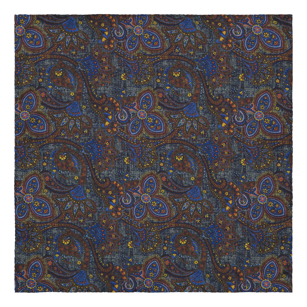Casotti Green Paisley Silk Pocket Square