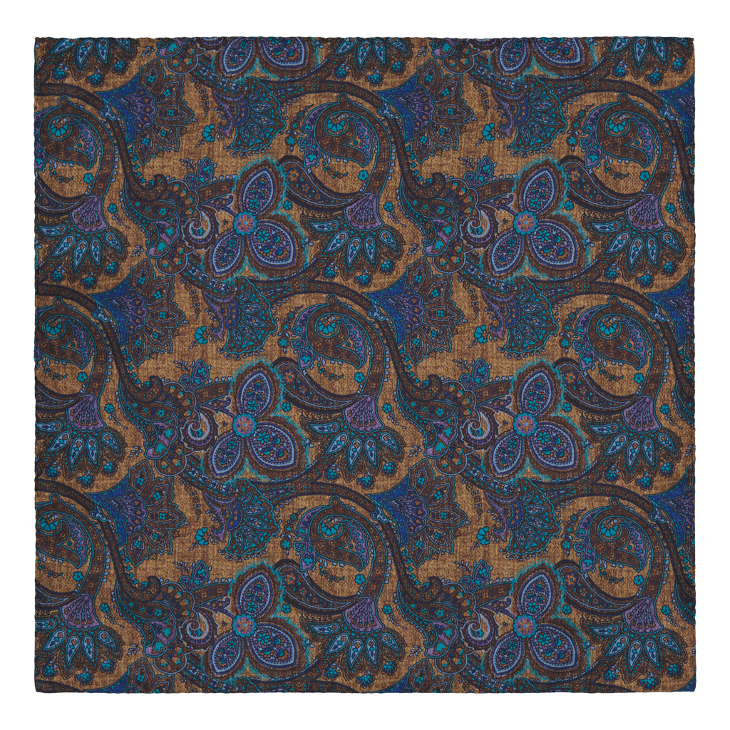 Casotti Sand Paisley Silk Pocket Square