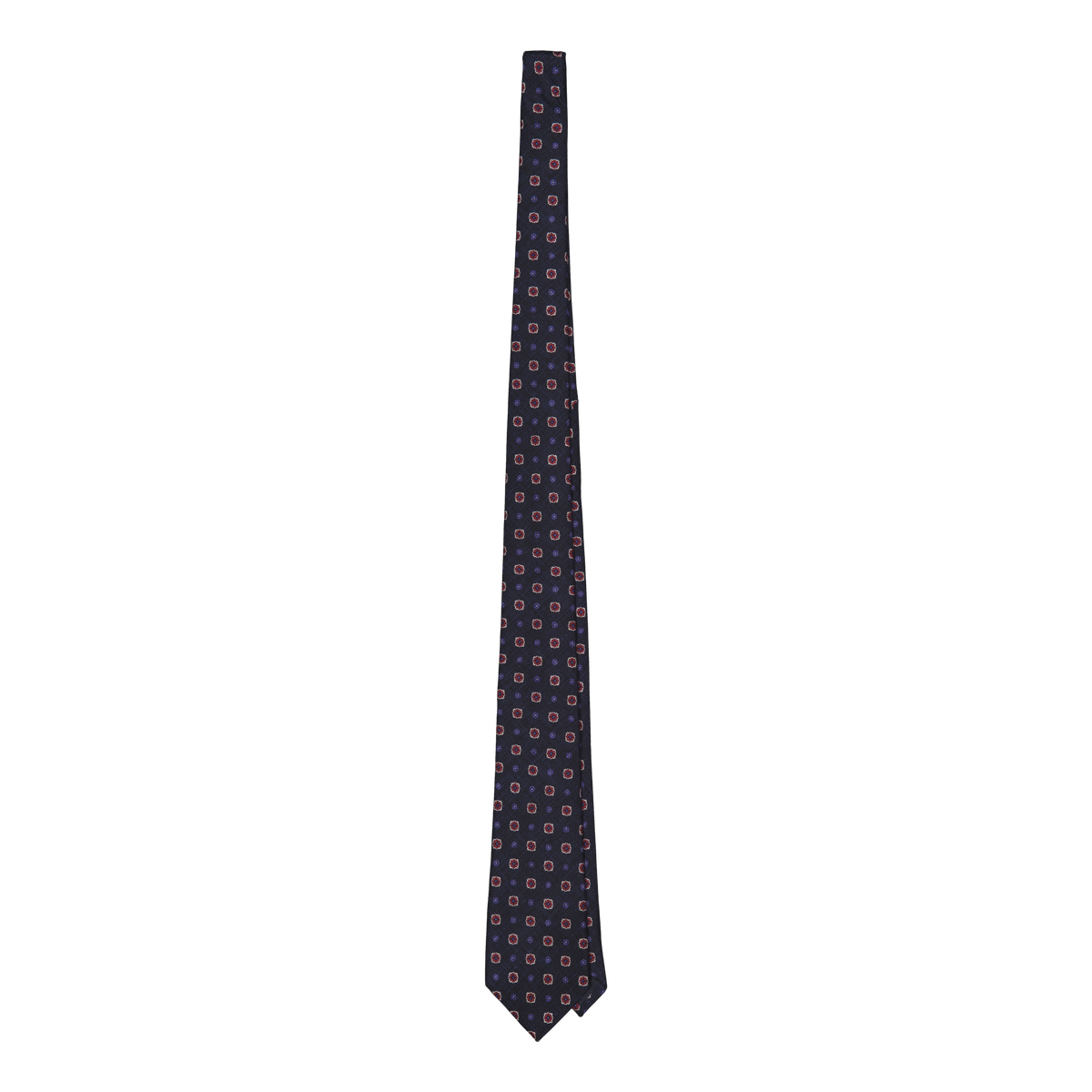Cavi Navy Print Silk Shappe Tie