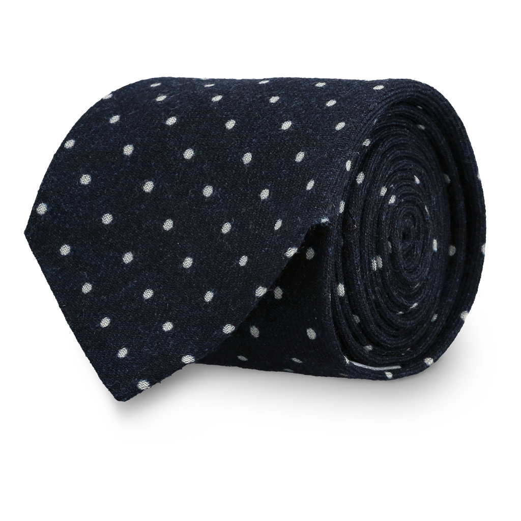 Chiatona Navy Dot Wool Tie
