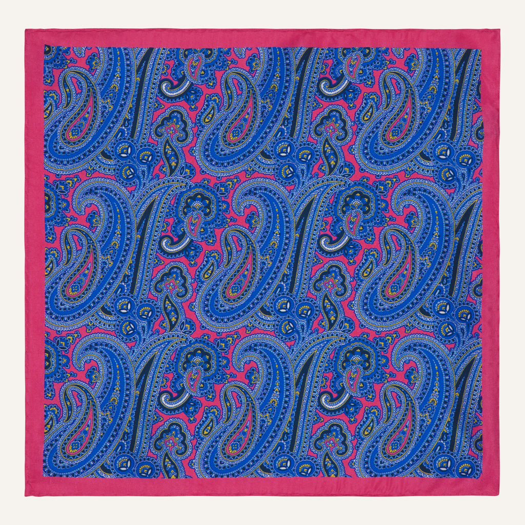 Ciaccio Pink Paisley Silk Pocket Square