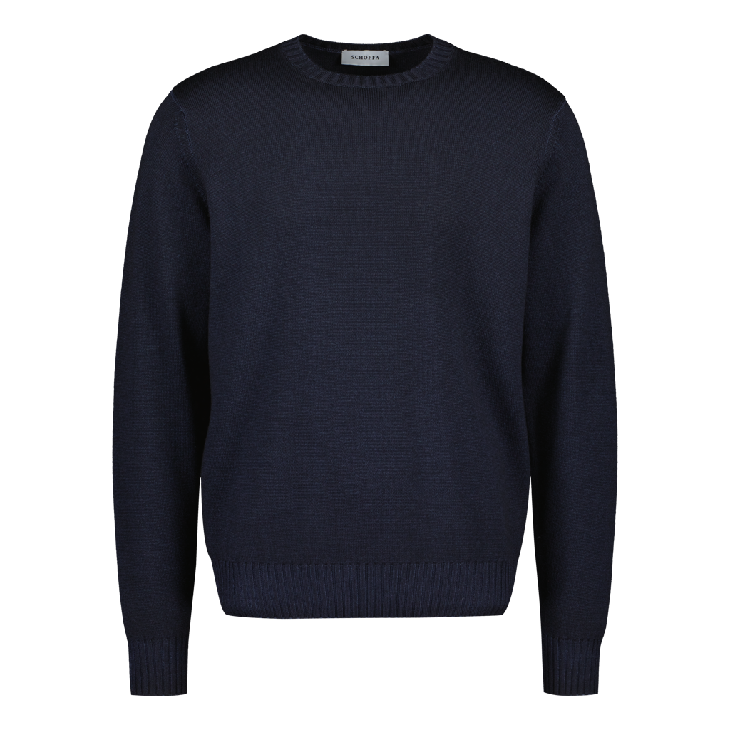 Crewneck Chunky Virgin Wool "Tinto In Capo" Navy