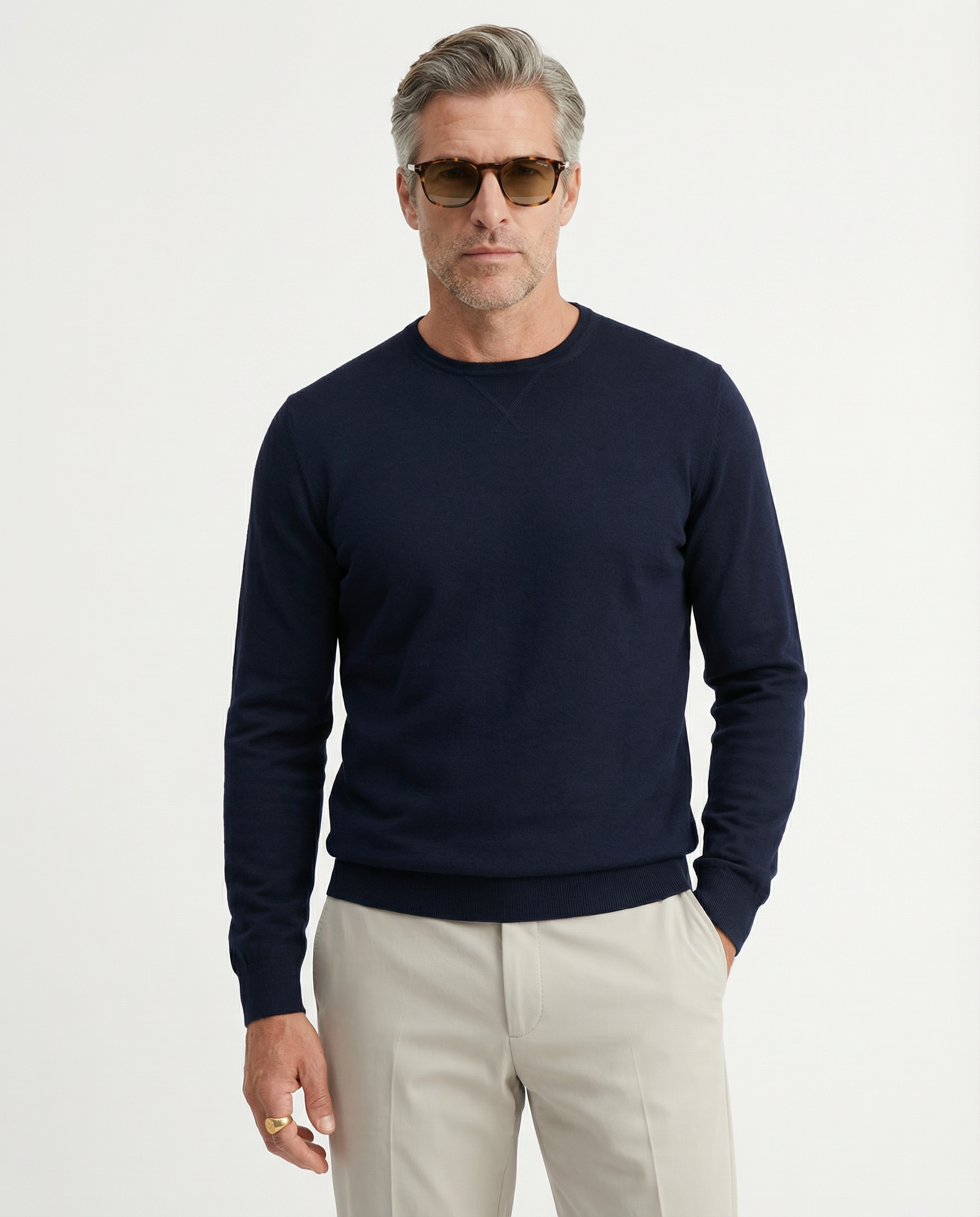 Crewneck "Cotton-Cashmere" Navy