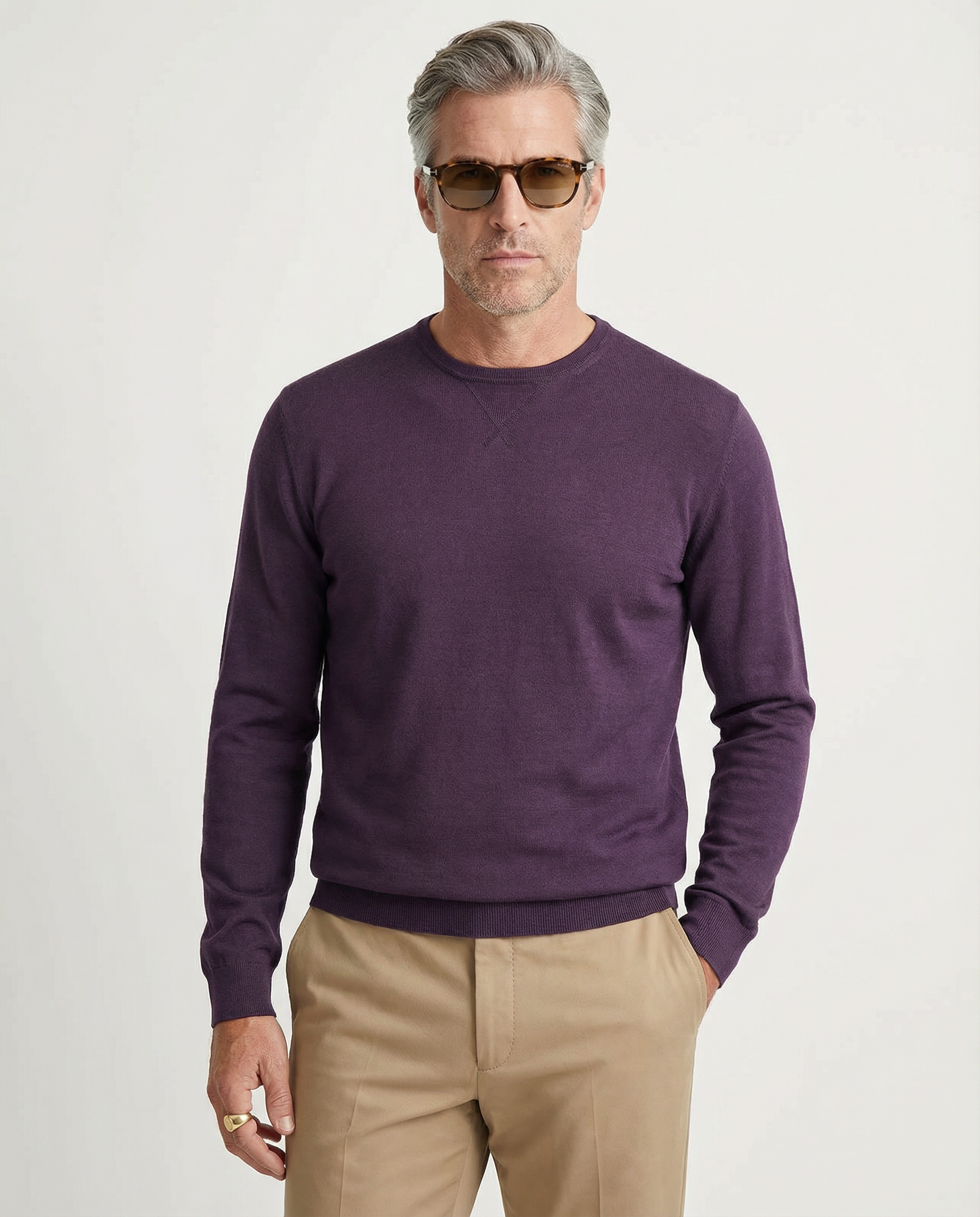 Crewneck "Cotton-Cashmere" Plum