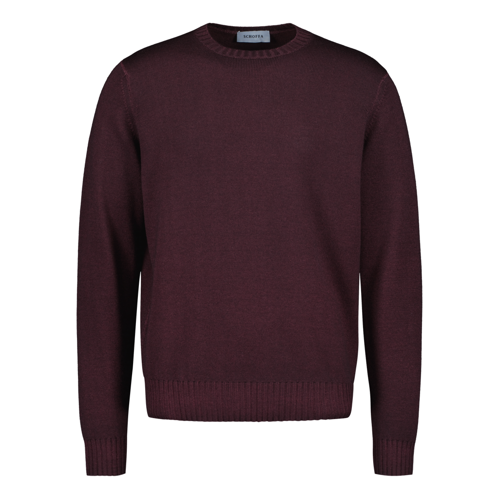 Crewneck Chunky Virgin Wool "Tinto In Capo" Burgundy