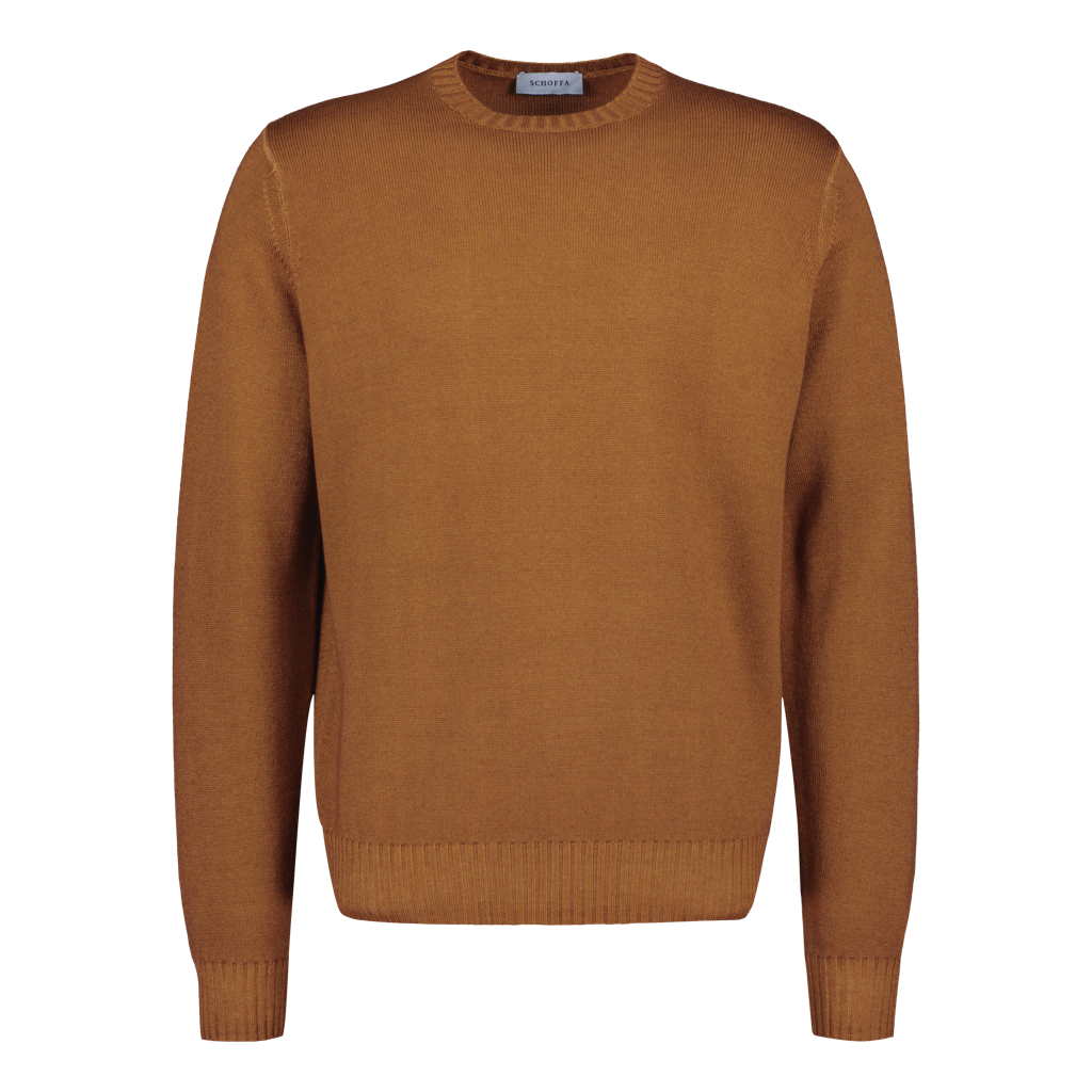 Crewneck Chunky Virgin Wool "Tinto In Capo" Camel