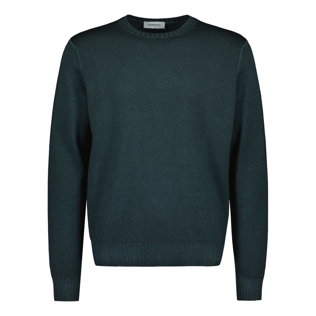 Crewneck Chunky Virgin Wool "Tinto In Capo" Dark Green