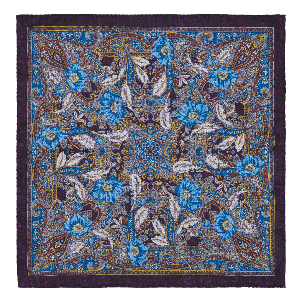 Engazza Lilac Paisley Silk Pocket Square