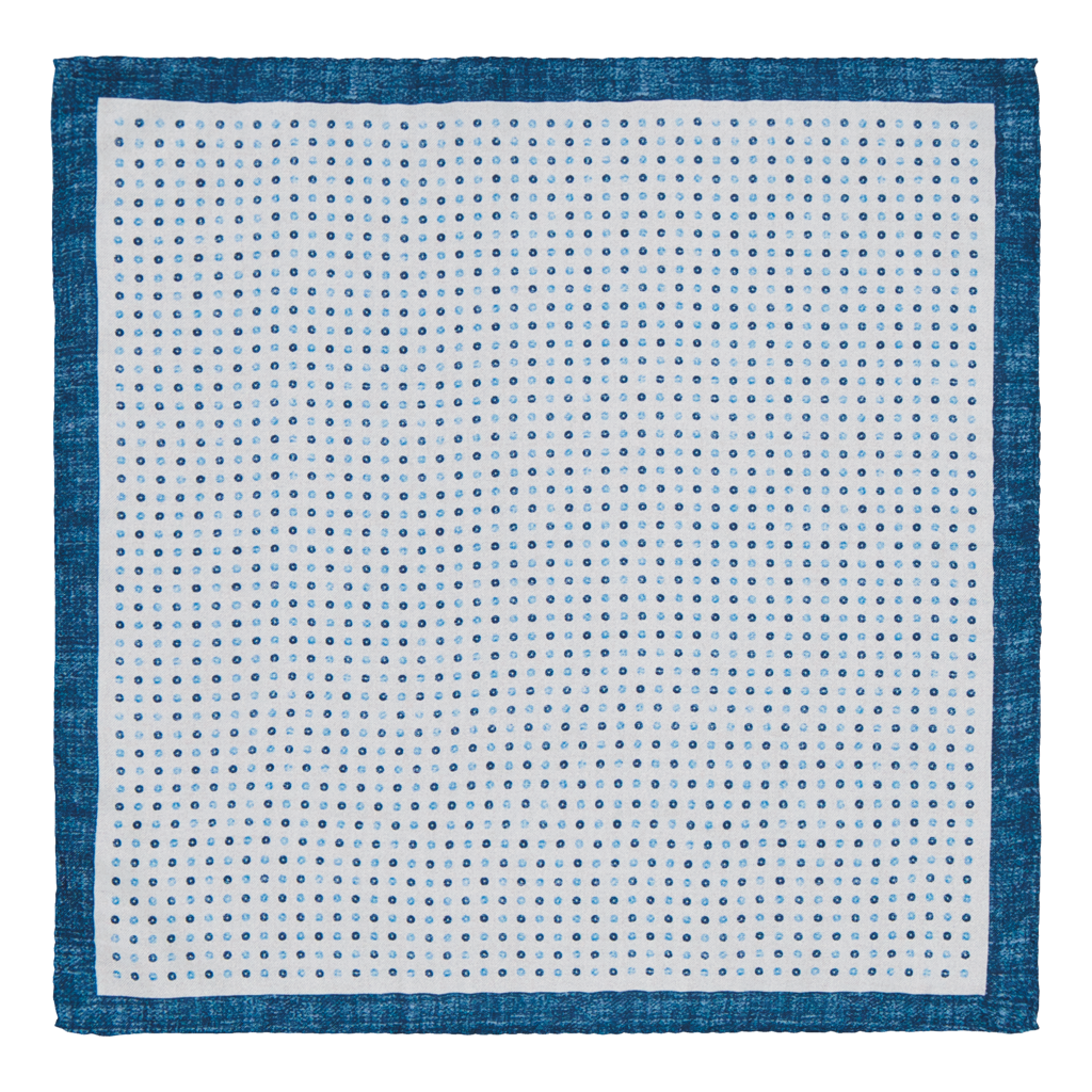 Fonteavi White Blue Silk Pocket Square