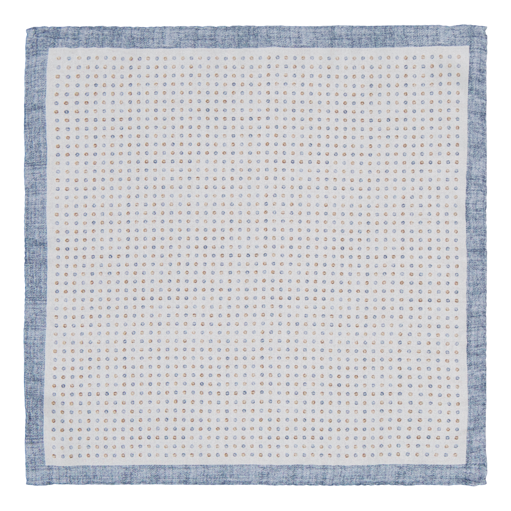 Fonteavi White Grey Silk Pocket Square