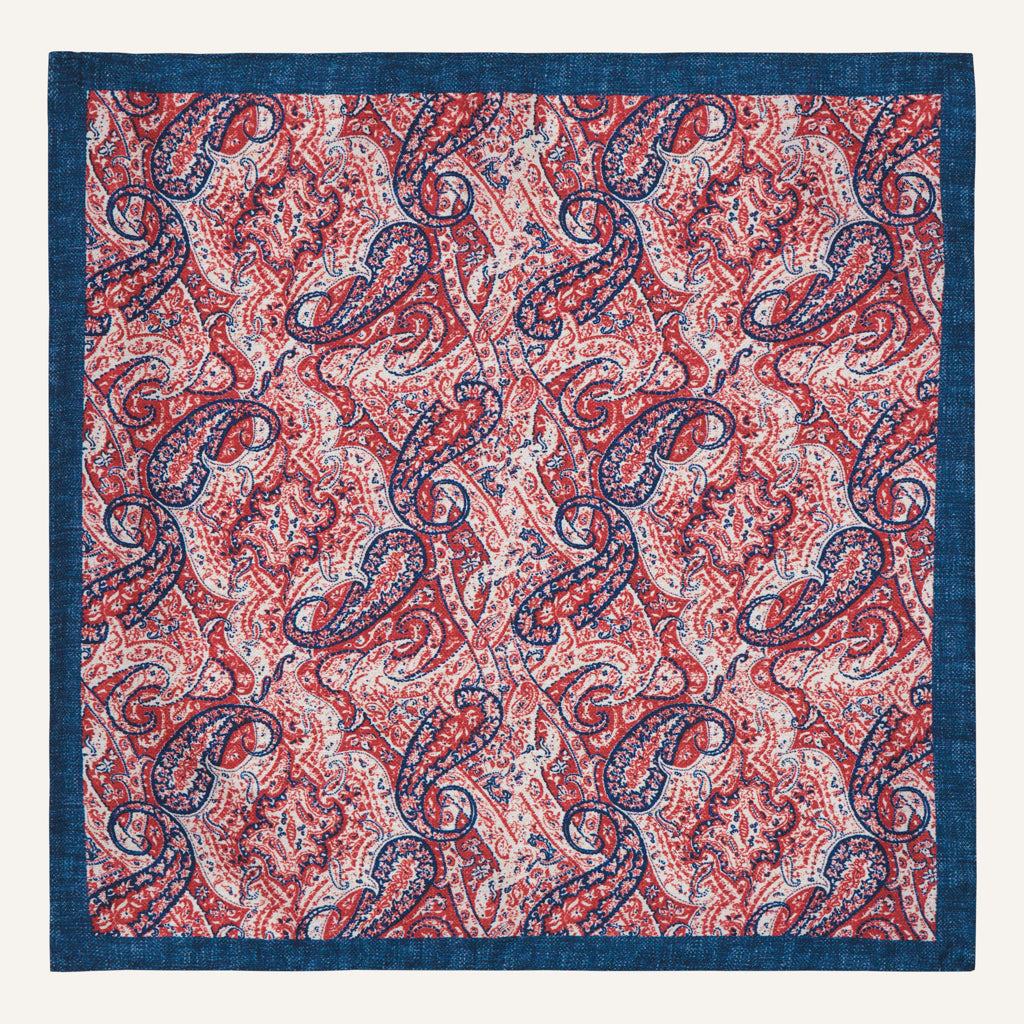 Fontecchio Red Paisley Silk Pocket Square