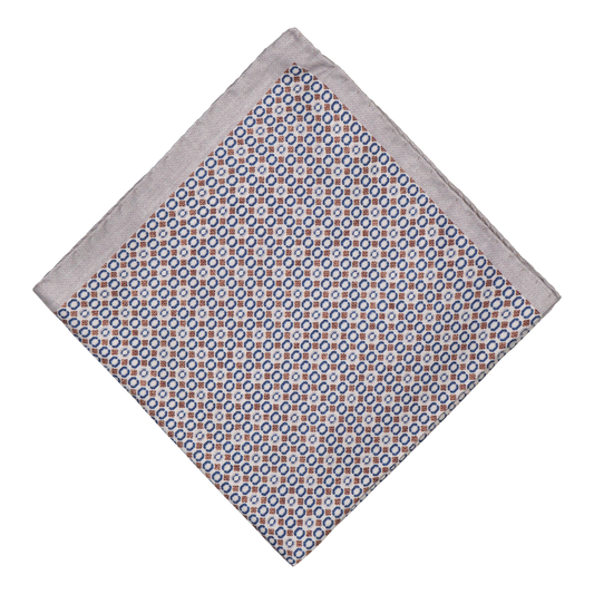Gonone Blue Pattern Silk Pocket Square