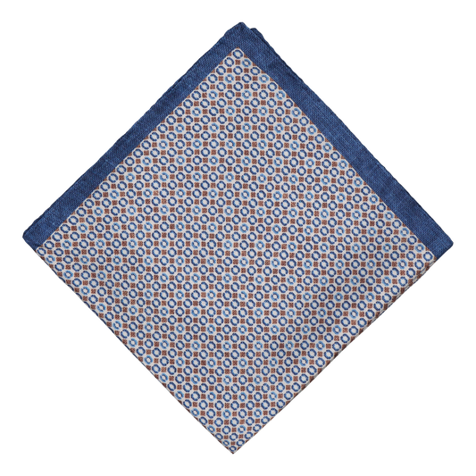 Gonone Navy Pattern Silk Pocket Square