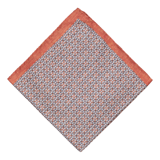Gonone Orange Pattern Silk Pocket Square