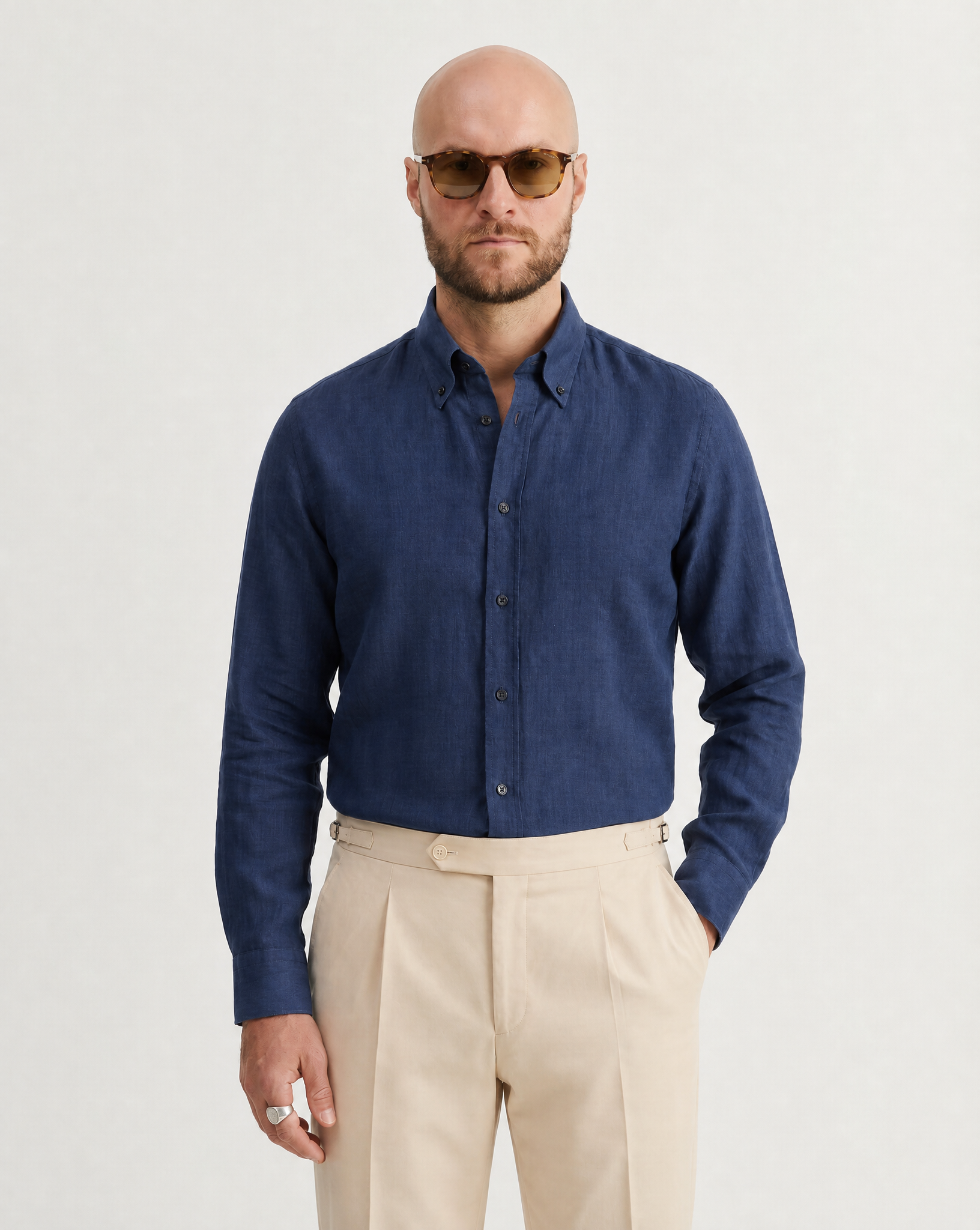 Ischia Dark Blue Linen Shirt