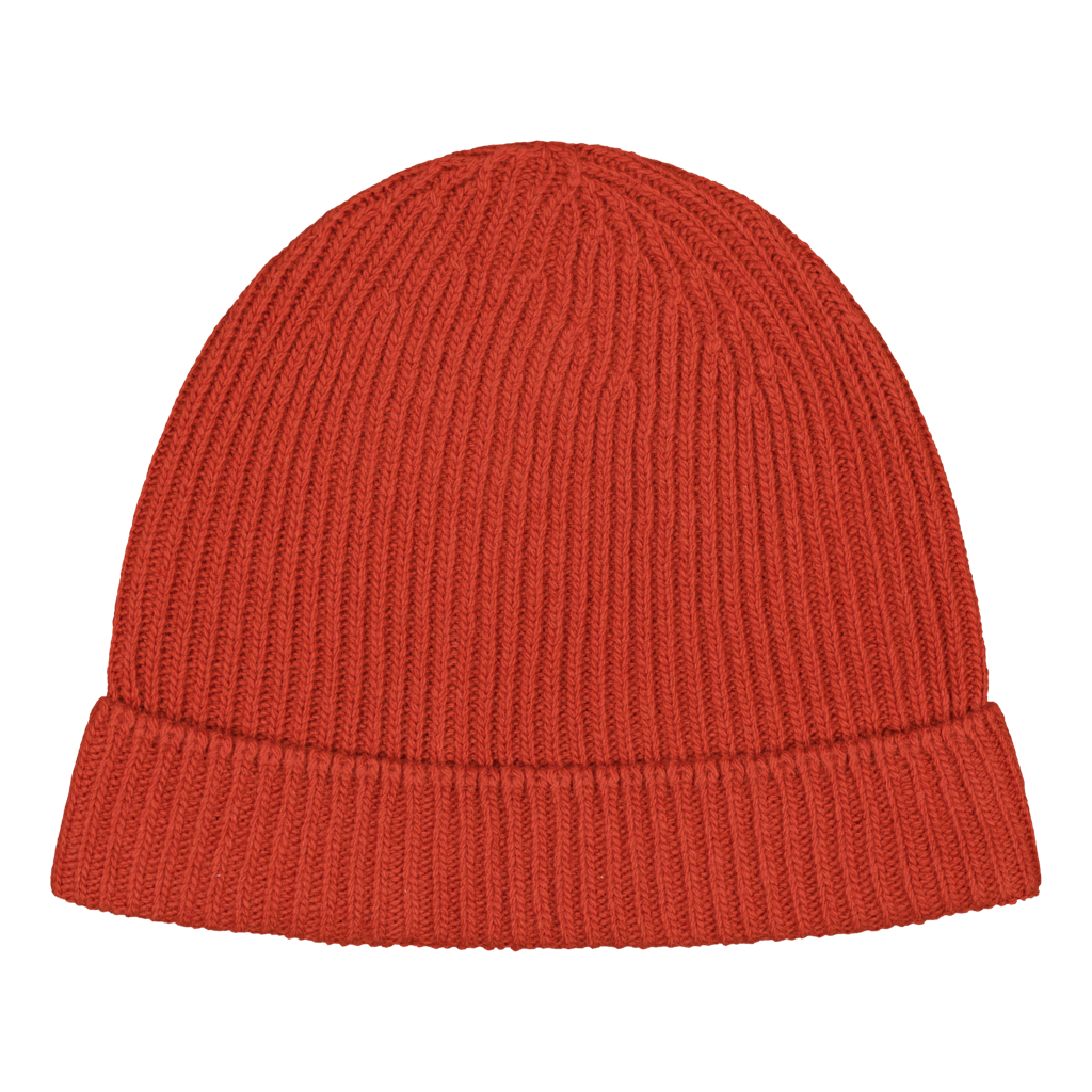 Knit Cap Ribbed Red