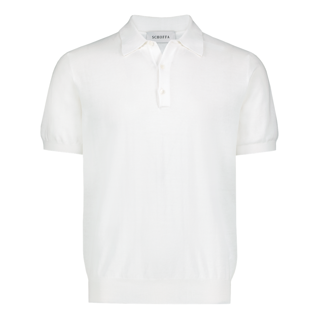 Knitted Polo White Fine Cotton