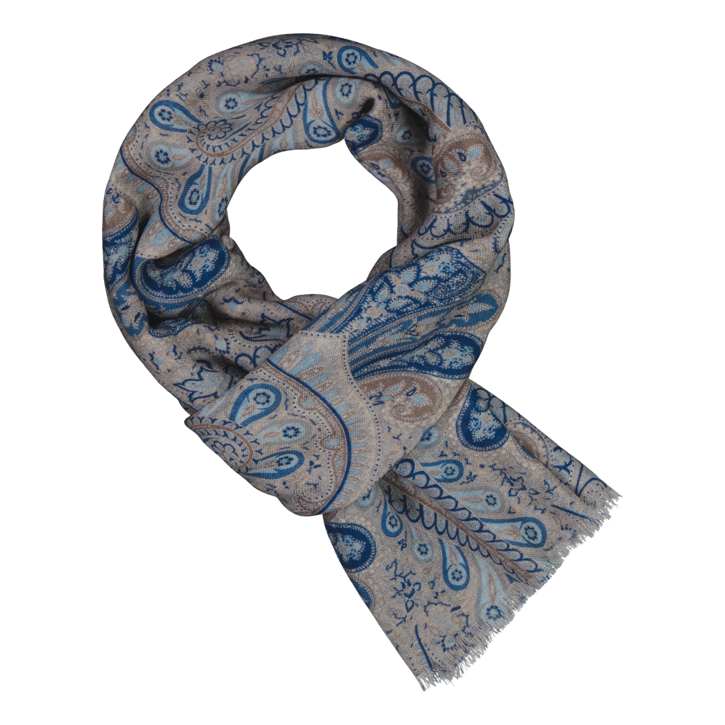 Mondavio Sand Paisley Fine Wool Scarf