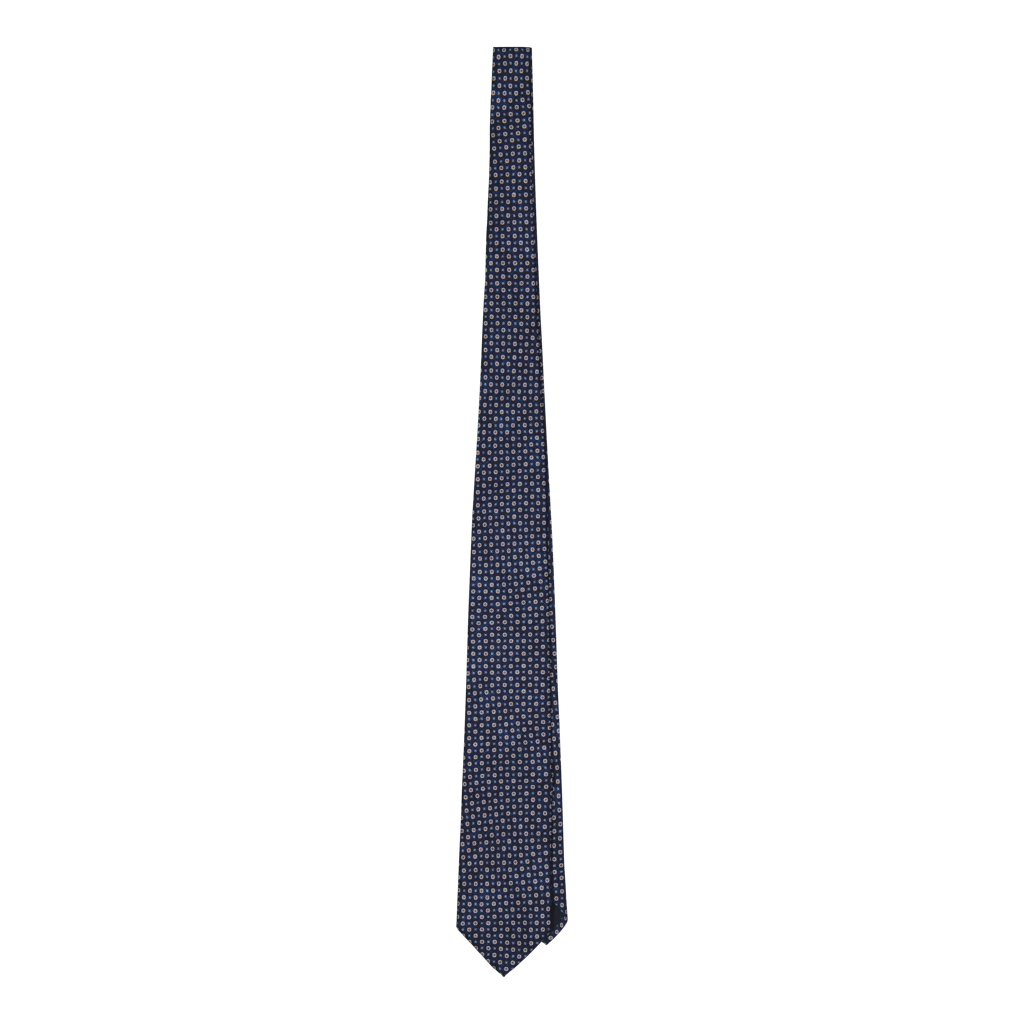 Moscano Navy Printed Silk Tie