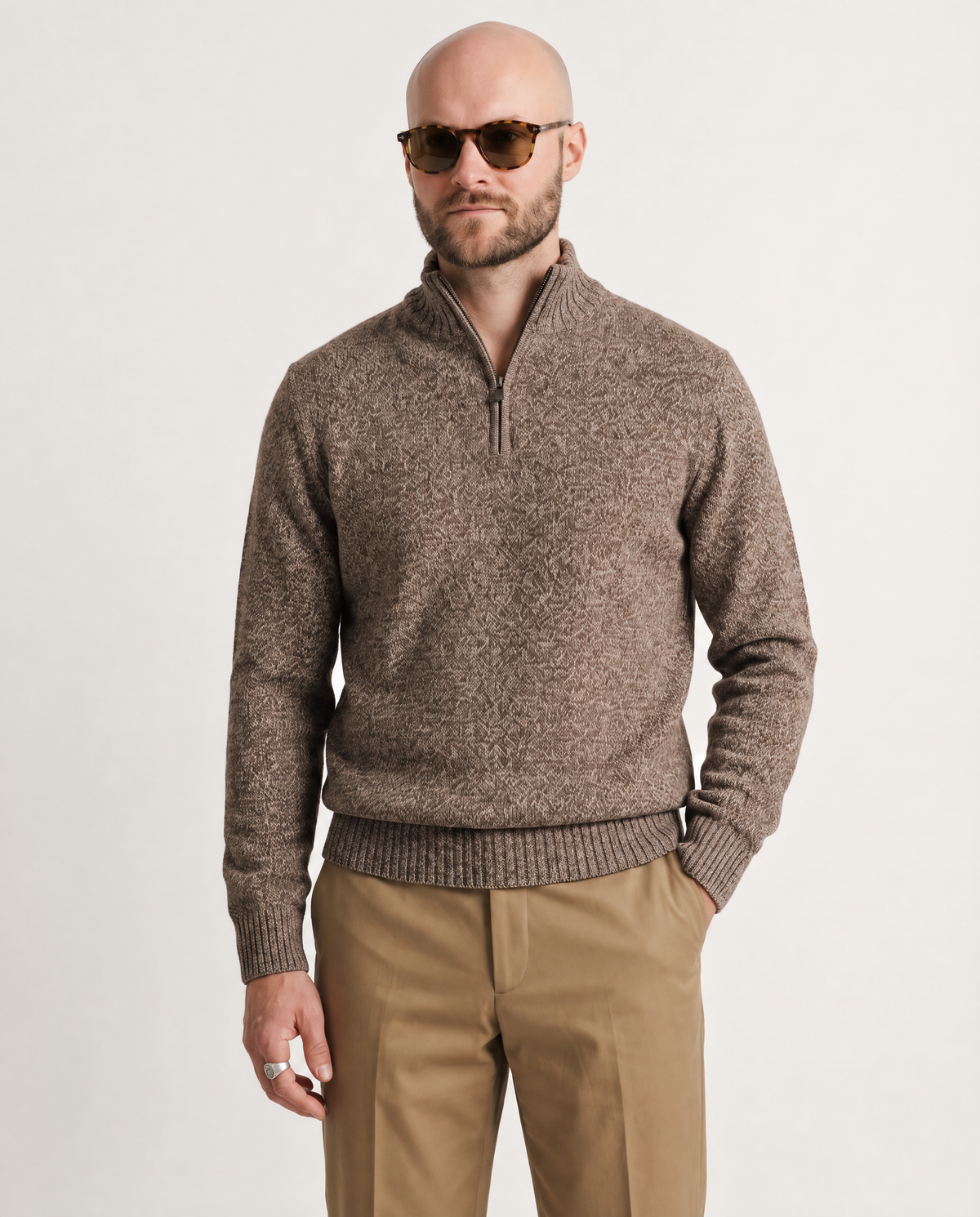 Quarter Zip Chunky Merino-Cashmere Brown