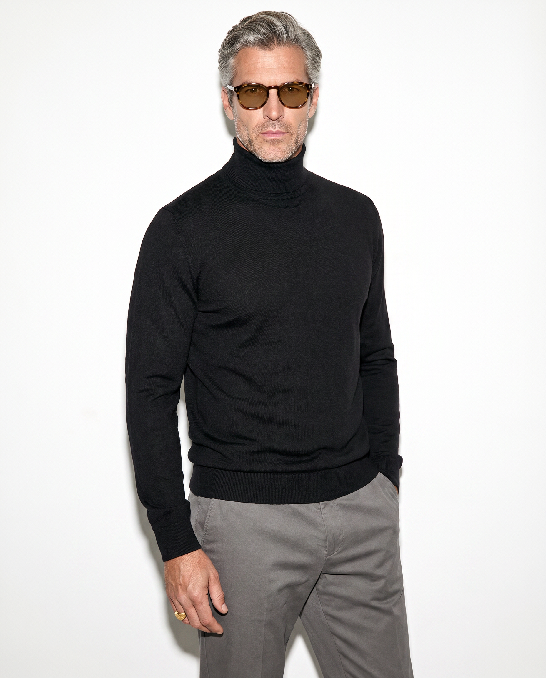 Rollneck Superfine Merino Black