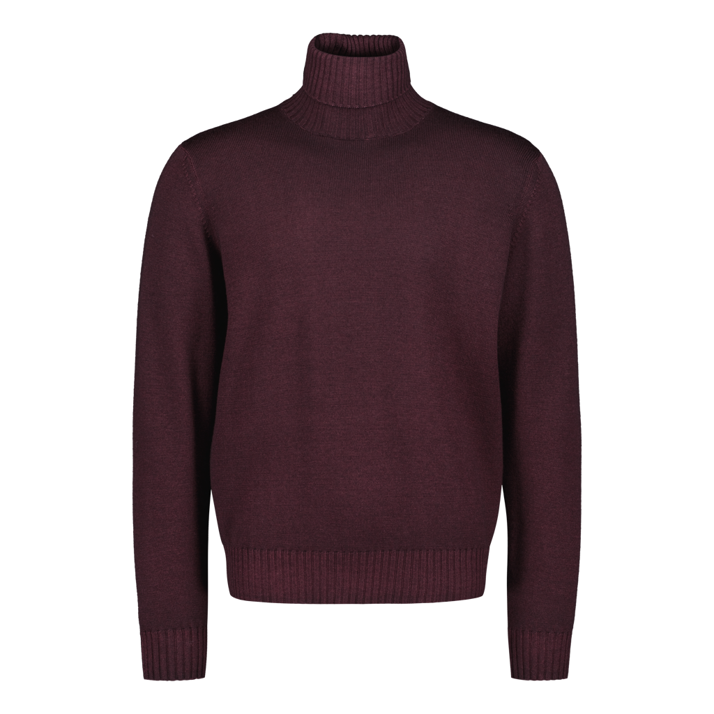 Rollneck Chunky Virgin Wool "Tinto In Capo" Burgundy