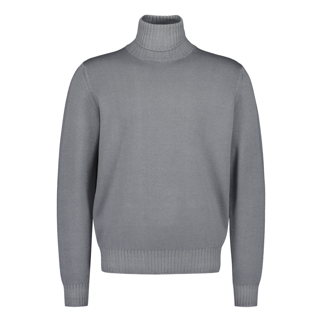 Rollneck Chunky Virgin Wool "Tinto In Capo" Grey