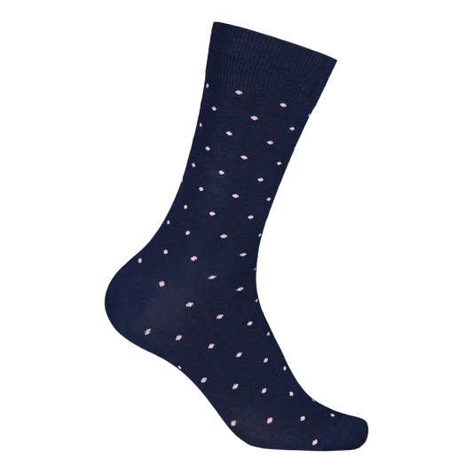 Socks, Navy Small Pink Dot 41-46