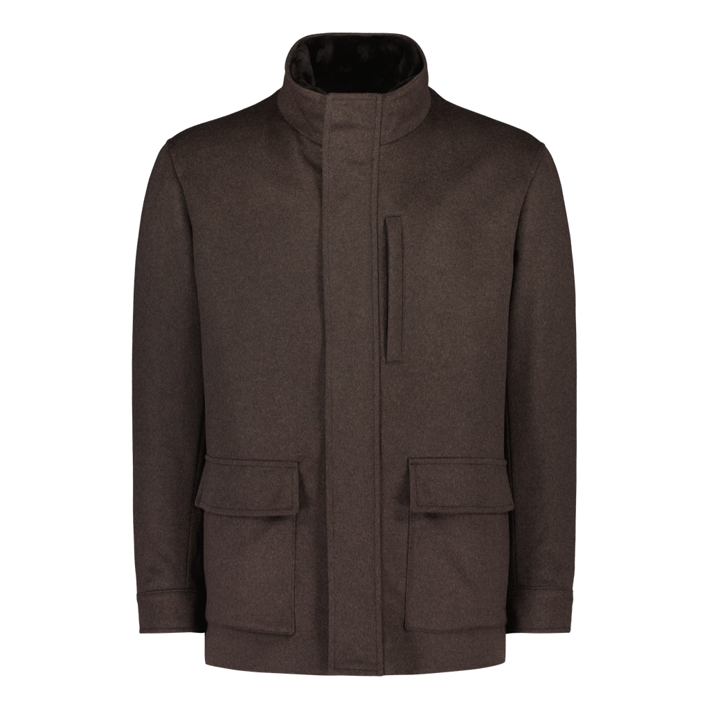 St Moritz Brown Luxury Fur Collar Jacket