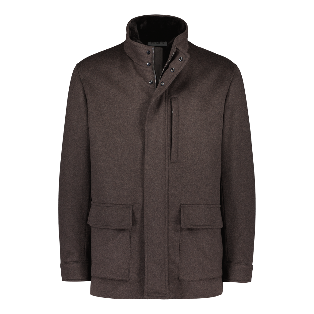 St Moritz Brown Luxury Fur Collar Jacket