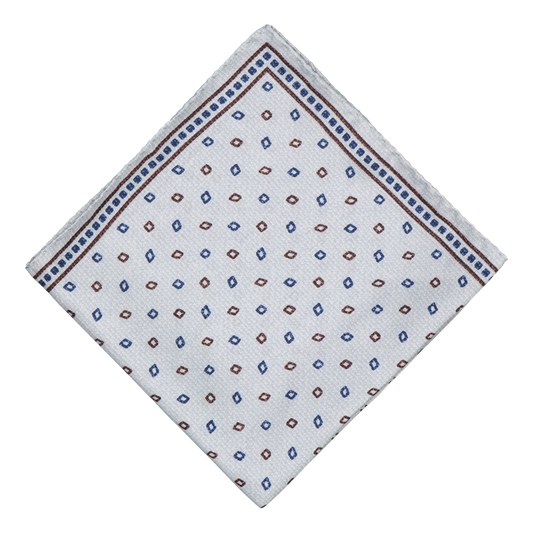 Traversa Blue Pattern Silk Pocket Square