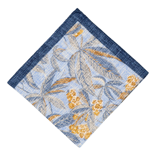 Vesima Blue Silk-Cotton Pocket Square