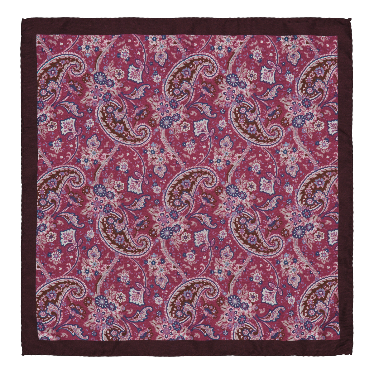 Villaggio Burgundy Paisley Silk Pocket Square