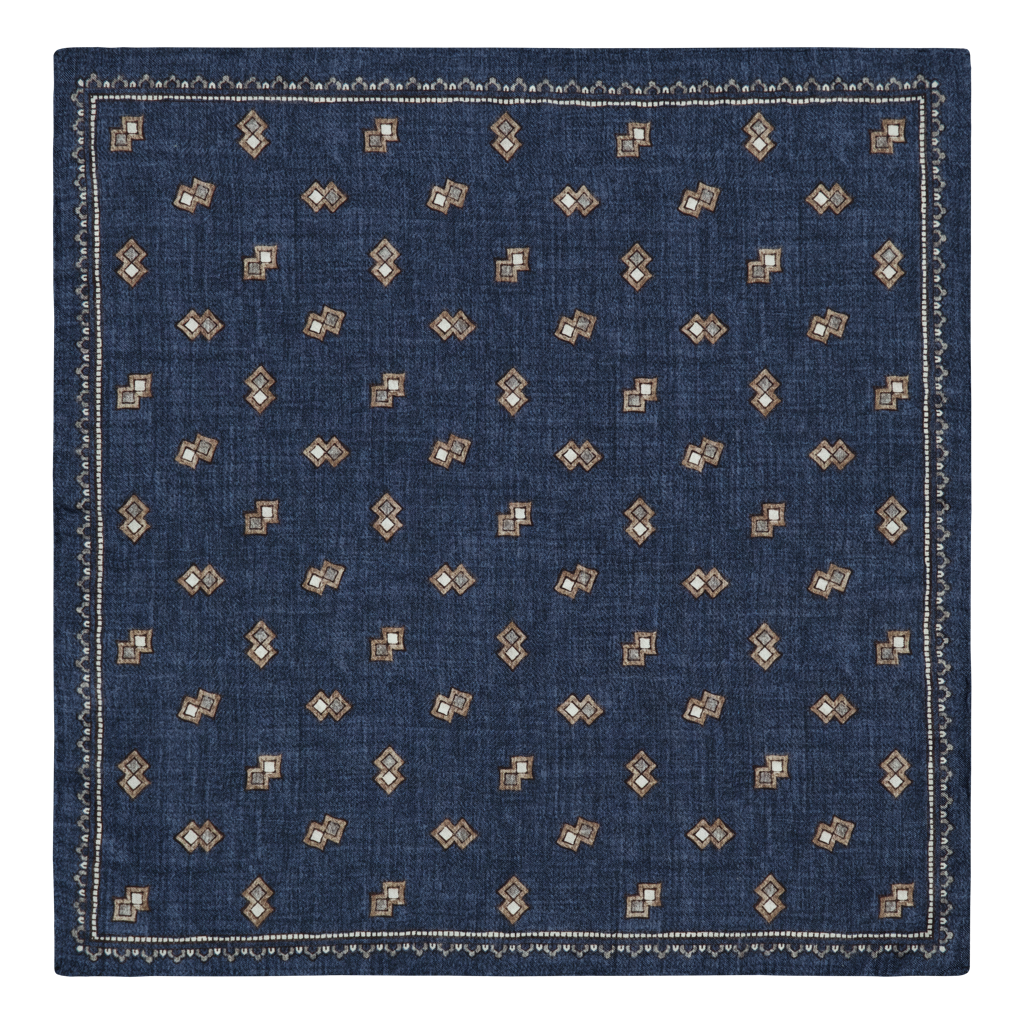 Vizzarri Navy Silk Pocket Square