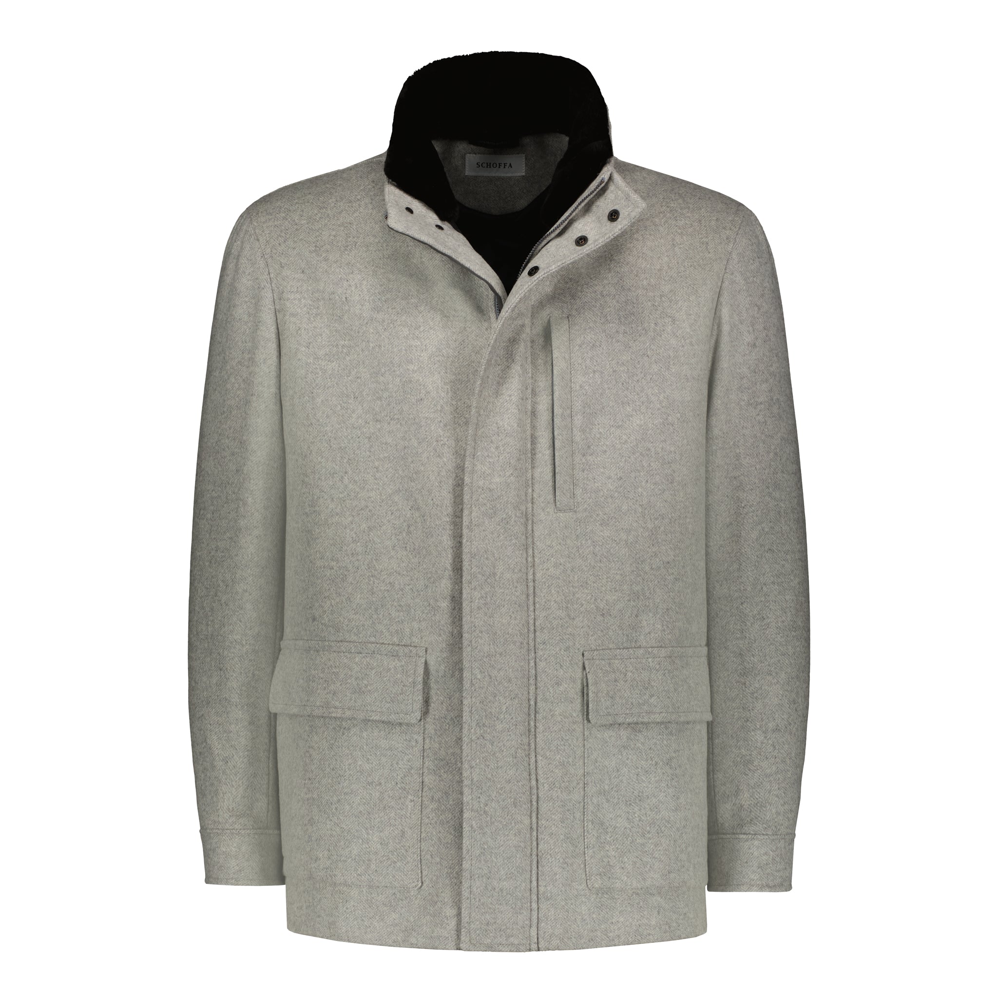 Zermatt Grey Luxury Fur Collar Jacket