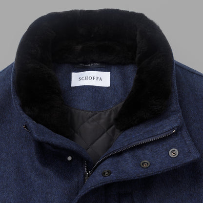 Zermatt Navy Luxury Fur Collar Jacket