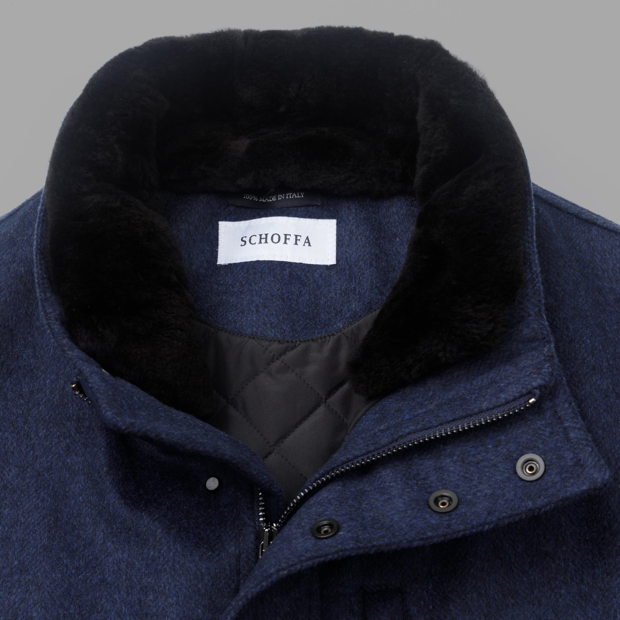 Zermatt Navy Luxury Fur Collar Jacket