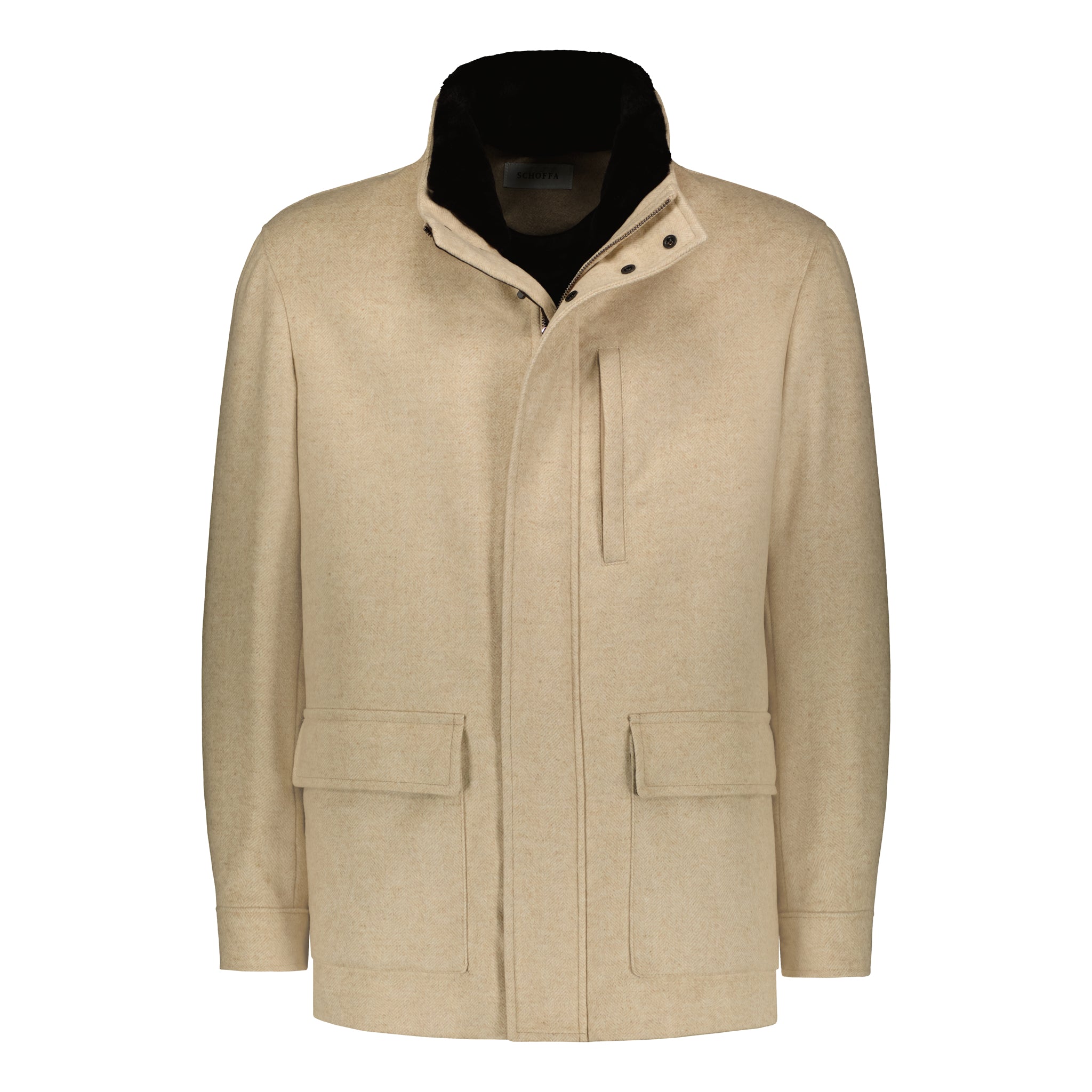 Zermatt Sand Luxury Fur Collar Jacket