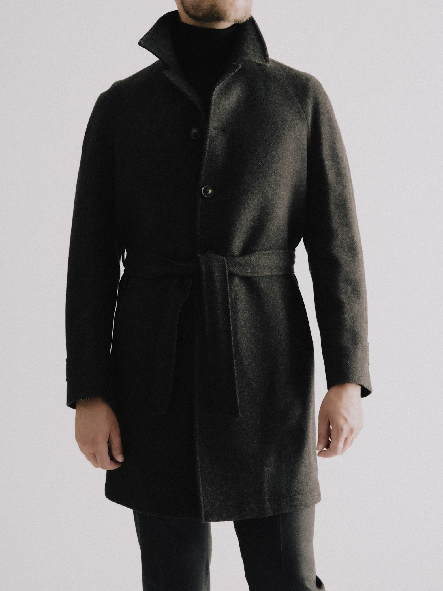 Gesù Grey Belted Luxury Coat