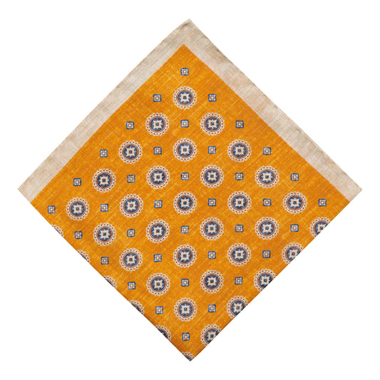 Carbone Orange-White Silk Pocket Square
