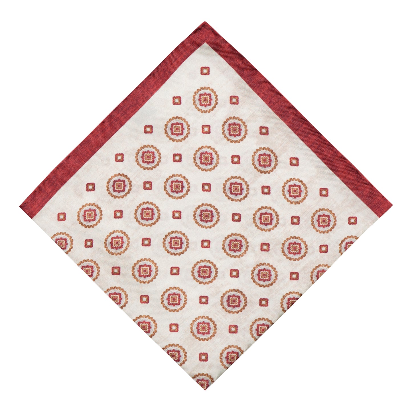 Carbone White-Red Silk Pocket Square