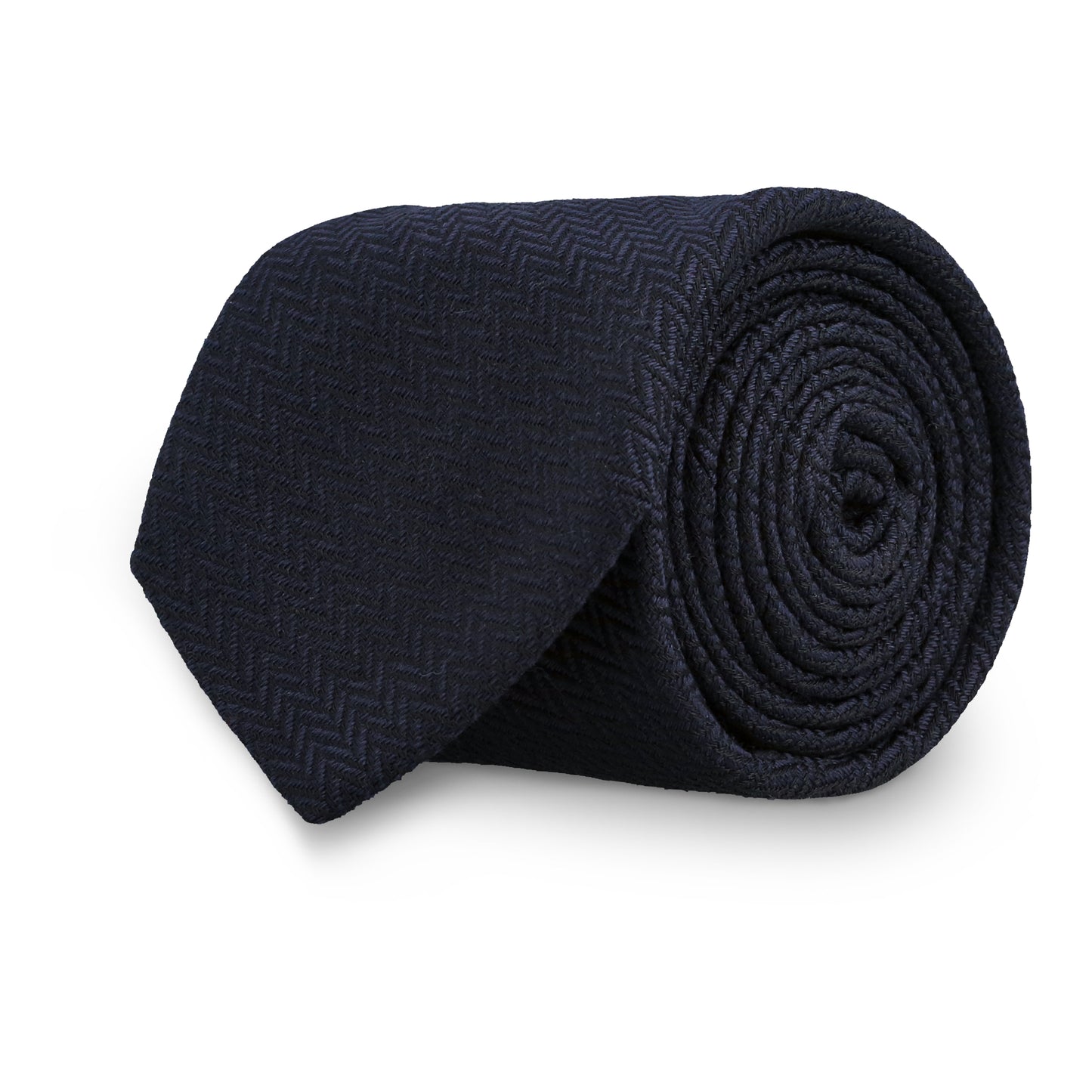 Massafra Navy Herringbone Wool Tie