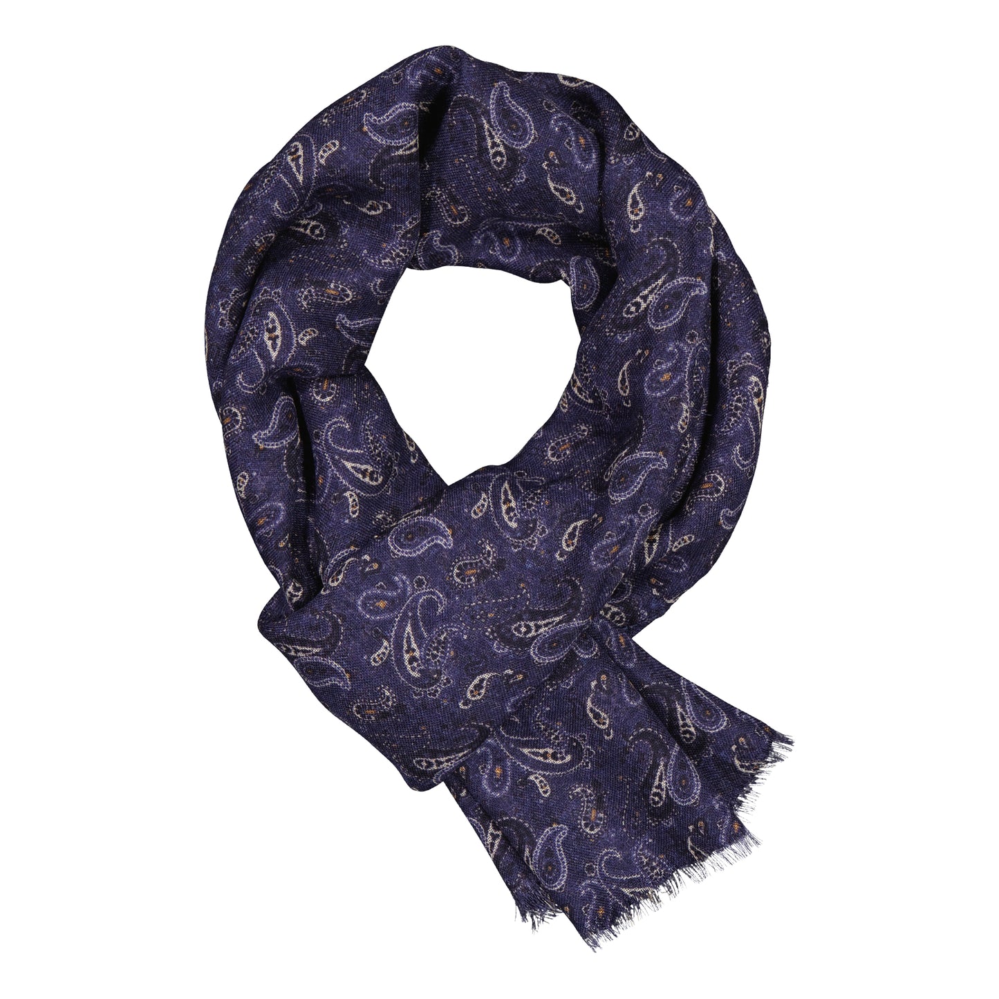 Tricase Blue Paisley Fine Wool Scarf